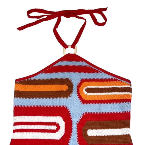 Cider Knit Geometric Halter Neckline Dress - Picture 6 of 7